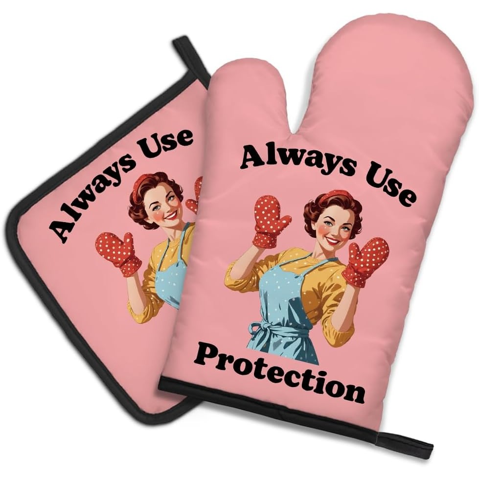 Funny Kitchen Gadgets Gifts - Always Use Protection Funny Oven Mitts