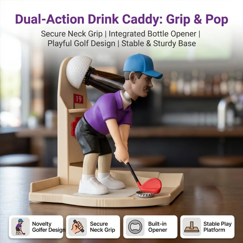 Funny Kitchen Gadgets Gifts - Novelty Golf Player Shaped Beer Bottle
